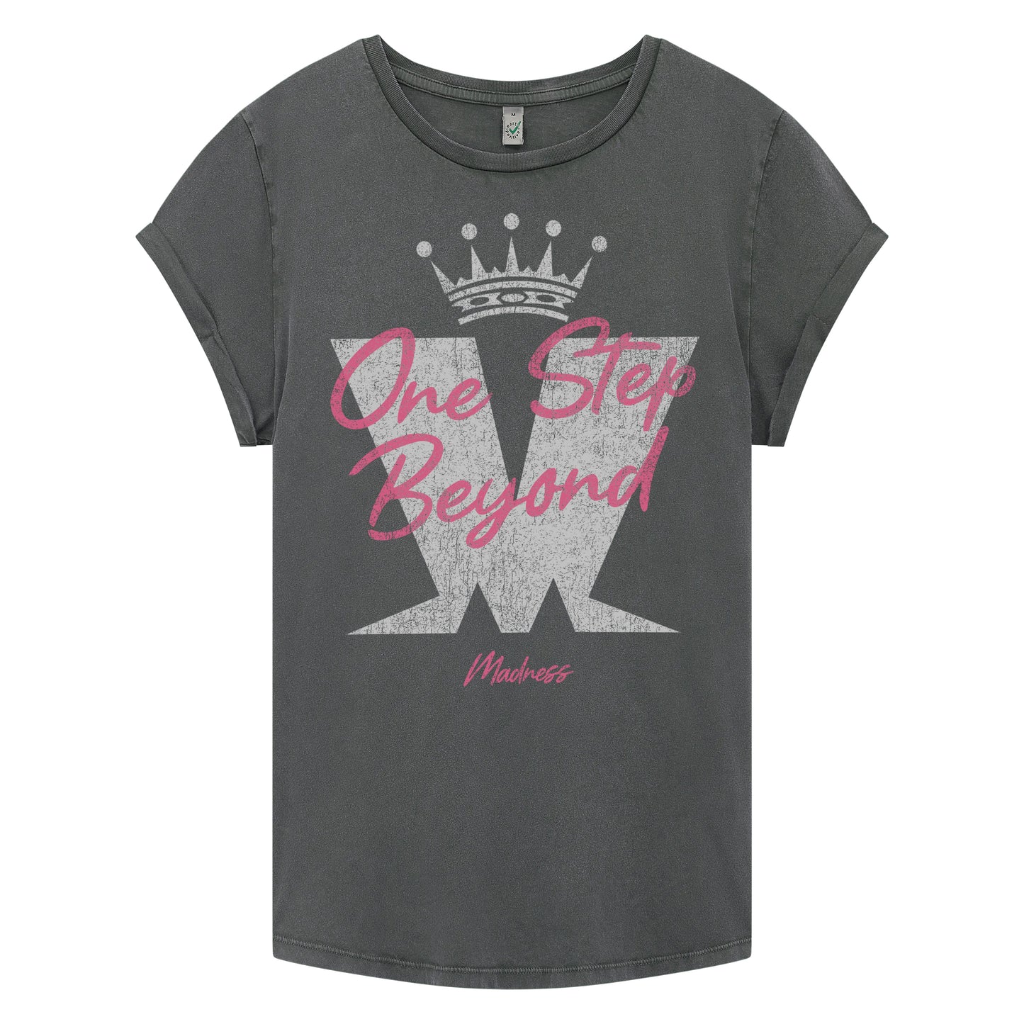 One Step Pink Cap Sleeve T-Shirt Washed Black