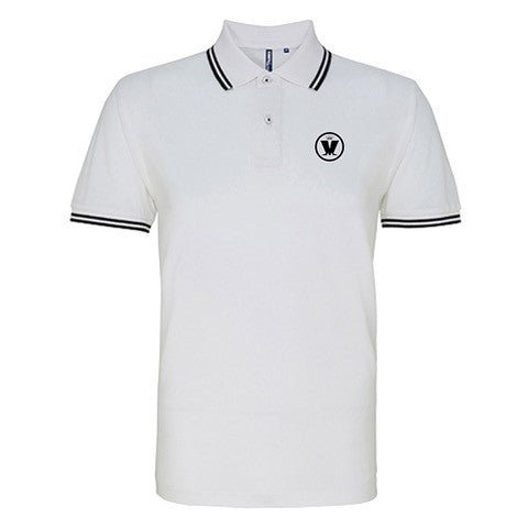 White and Black M logo Polo